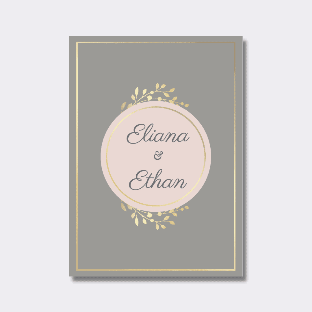 Contrasting Golden Border wedding invitation card design