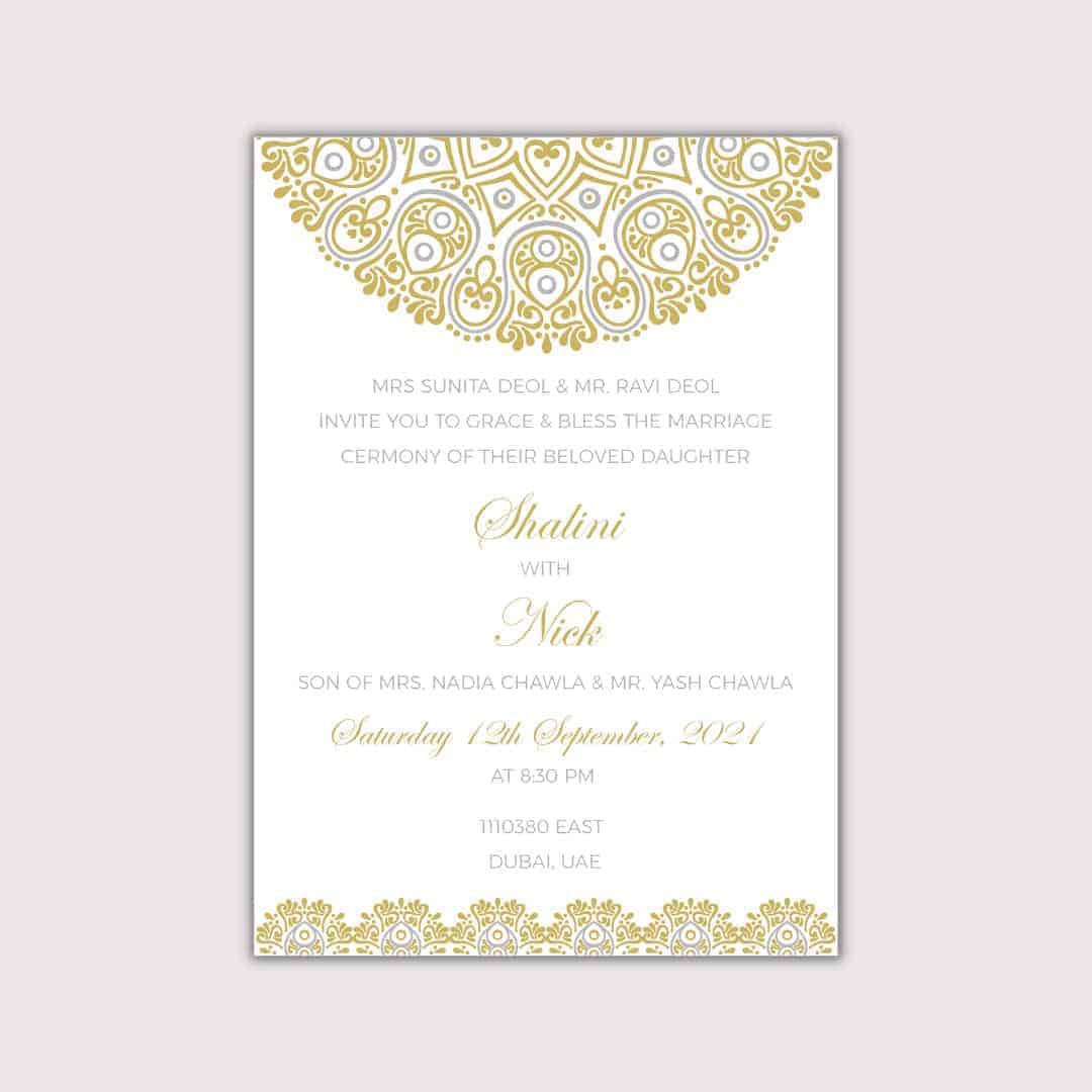 Traditional wedding invitation card design