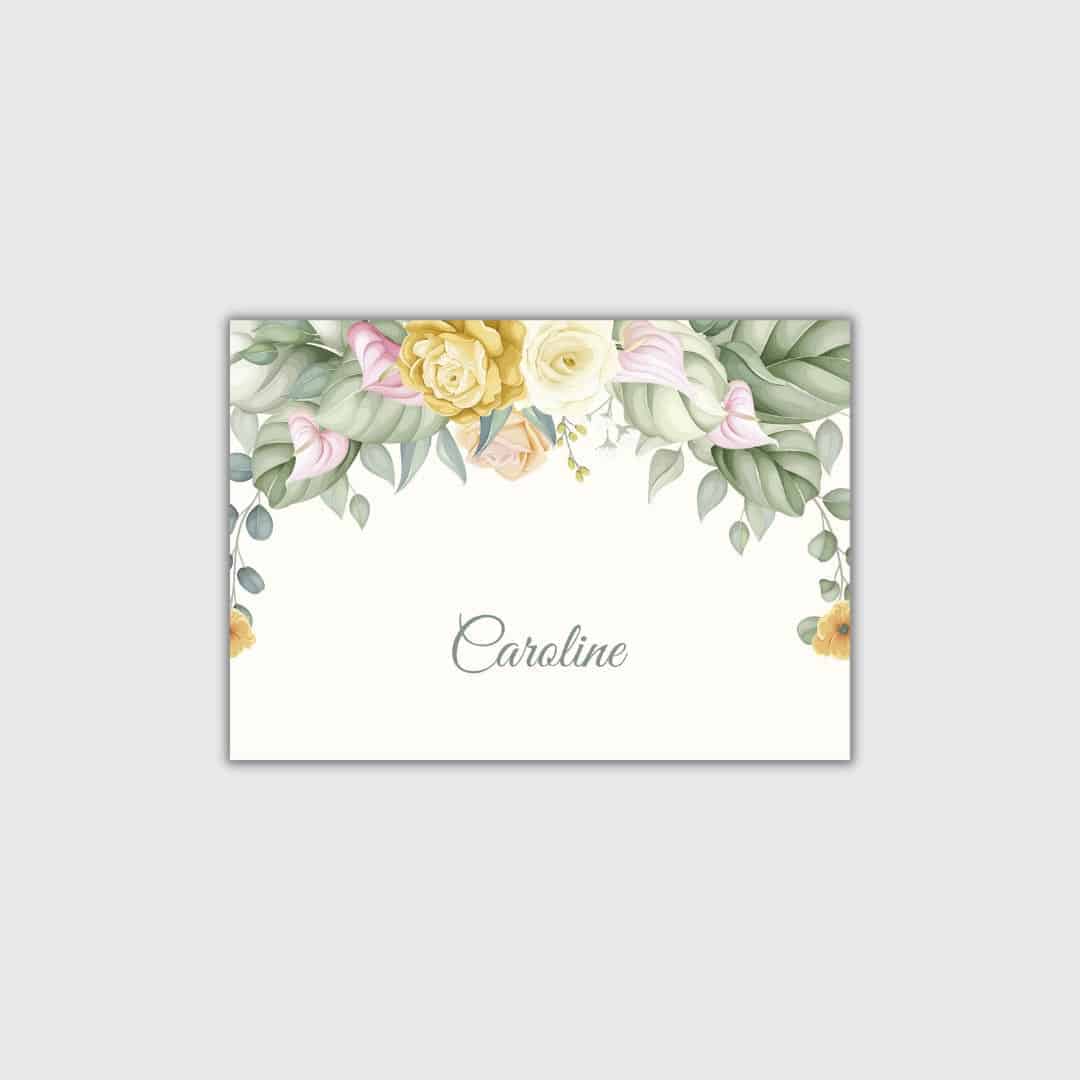 "Simple Floral Place Cards Design "