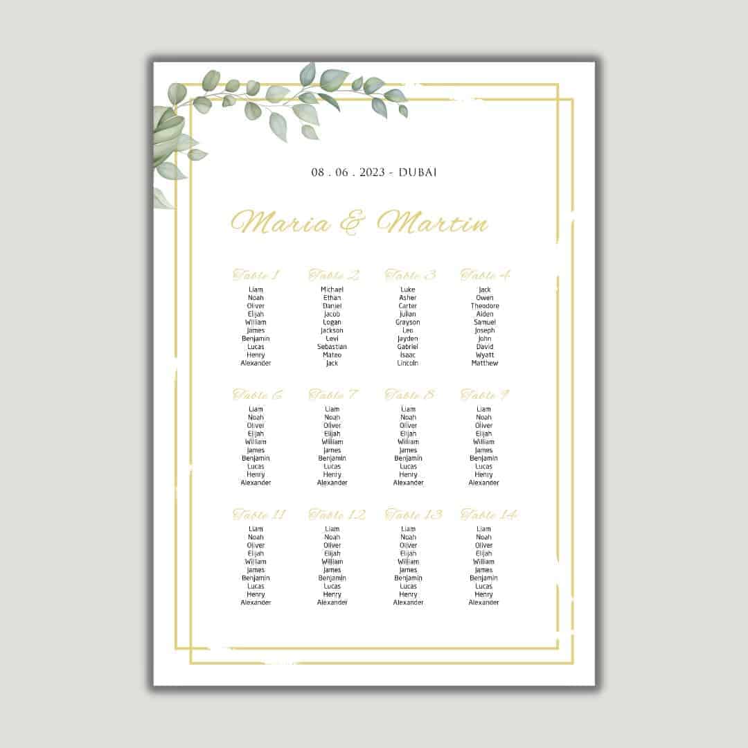 Classy Seating Cards Design