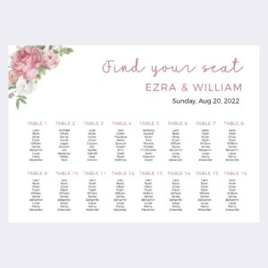 "Floral Rose Seating Charts Design "