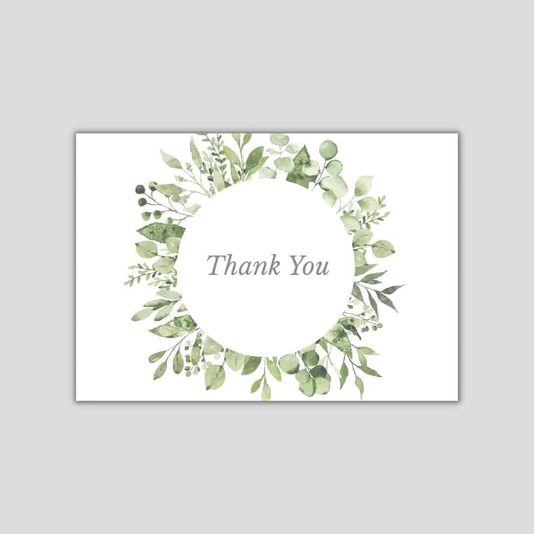 Leafy Circle Thank You Cards Design