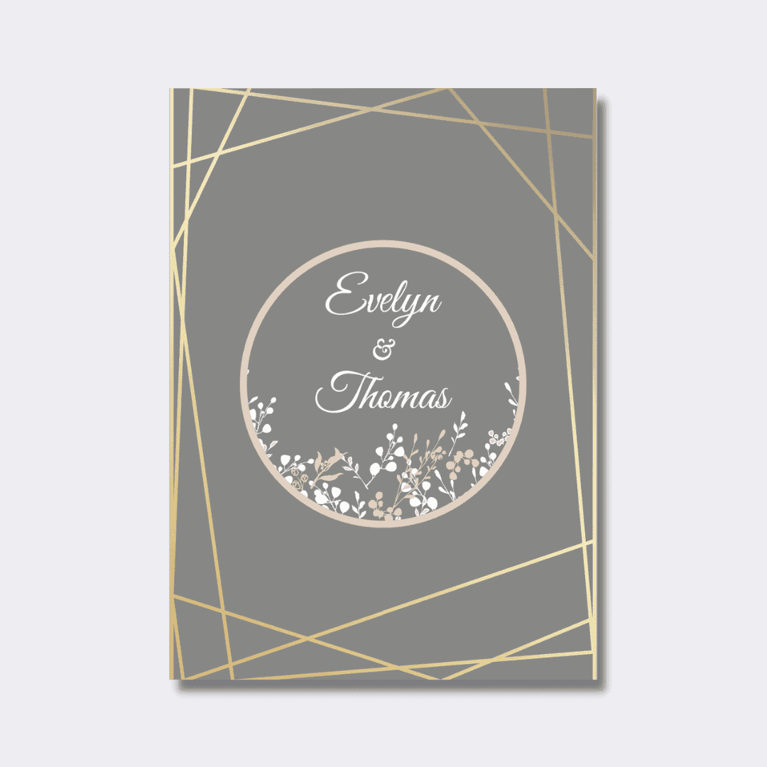 golden ploygon wedding invitation card design