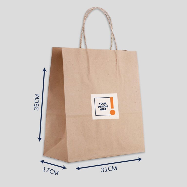 Kraft Paper bag with square sticker Printsouq