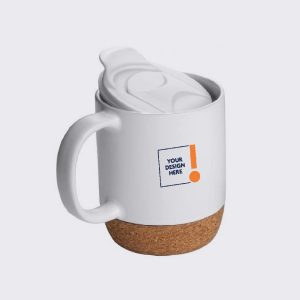 Customised coffee mug with cork base – White