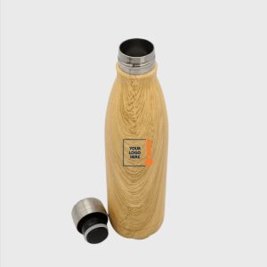 Stainless Steel Bottle with Wooden Finish