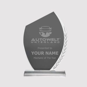 Crystal Awards with Engraved Leaf Design