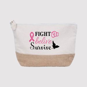 Breast Cancer Awareness Fight Believe Survive Pouch
