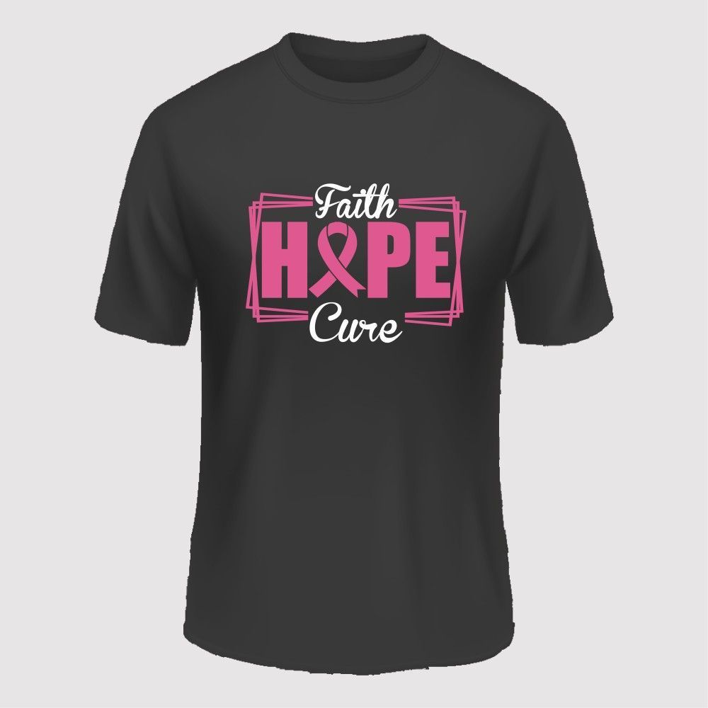 Breast Cancer Awareness Faith Hope Cure T-shirts - Image 3
